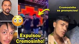 Momento exato em que Cremosinho é expulso do palco por Xand Avião