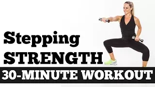 30-Minute Stepping Strength Total Body Workout with Dumbbells no Floor Work, Walking Circuit Workout