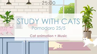 Study with Cats 📸 Morning routine vlog style but cats🐱 | Animation x Pomodoro Timer 25/5 💖