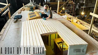 A wooden cabin top deck without fastenings on our sailing boat! (EP46)