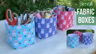 how to make small fabric boxes tutorial, diy fabric boxes,fabric boxes tutorial,small fabric baskets