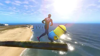 GTA 5 Water Ragdolls Spiderman vs Minions Jumps/Fails (Euphoria Physics Funny Moments)