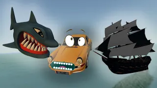 Кто страшнее: Огромные акулы или Чёрный Корабль-призрак? Гоша и Чич приключения машин.