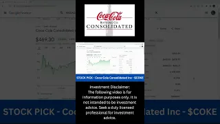 Coca Cola Consolidated Inc $COKE Stock Pick Of The Moment #shorts #investing #trading