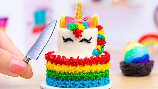 Colorful Rainbow Cake 🌈 Miniature Unicorn Cake Decorating | 1000+ Miniature Cake Ideas