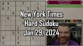 NYT Hard Sudoku Walkthrough | January 29, 2024