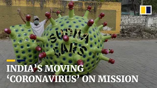 Coronavirus-shaped car spreads awareness during India’s lockdown