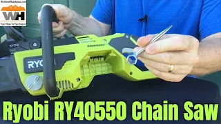 Review and Demo of #RyobiTools 16" 40 Volt Brushless Cordless Chain Saw