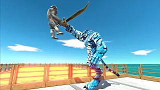 Ice Mutant Tiger vs Mutant Primates on Hell Bridge - Animal Revolt Battle Simulator