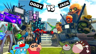 Oggy & Shinchan Titans Team Vs Jack Skibidi toilet Team Fight In Garry mods | Shinchan And Chop