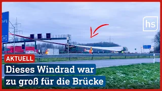 Windrad-Transporter fahren sich auf Autobahn fest, trotz Genehmigung  | hessenschau