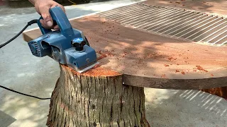 Great New Level Craft Wood Recycling Project // A Unique Table That Is Extremely Sturdy From A Stump