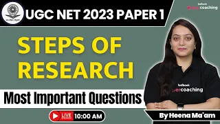 UGC NET 2023 Paper 1 | Steps Of Research | Research Aptitude for UGC NET Paper 1 by Heena Ma'am