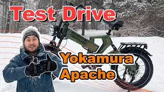 Электровелосипед Yokamura APACHE, Зимний тест-драйв, покатушки! Лучший складной электрофетбайк 2024!