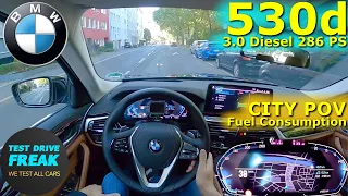 2023 BMW 530d Touring xDrive 286 PS  CITY POV DRIVE with Fuel Consumption