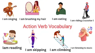 I am + Action Verb / Action verb vocabulary in English / Daily uses sentence/ English  grammar