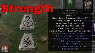 Diablo II Resurrected Rune Word - Strength (Amn Tir)