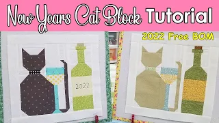 New Years Cat Block Tutorial