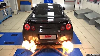 Nissan GT-R with Titanium Exhaust Shooting HUGE Flames on Dyno!!