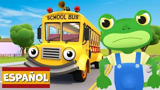 Las ruedas del autobús escolar girando van | Garaje de Gecko | Carros para niños | Vídeos educativos