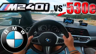 2022 BMW M240i meets BMW 530e on German Autobahn✔