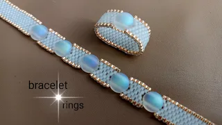 Bracelet, rings.   Браслет и кольцо из бисера и бусин.