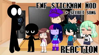 Characters react to FNF Stickman Mod + Secret Song || The Rookie J.