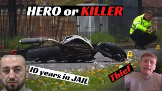 HERO or KILLER? Motorbike THIEF dies after being RAMMED by victim..