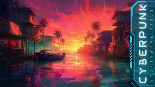 11 Hours: A Synthwave 🌅 Sunset Over Water Experience 🤩 the Ultimate Cyberpunk 🌇 Serenity!