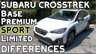 2021 / 2022 / 2023 Subaru Crosstrek Base, Premium, Sport and Limited Differences