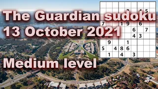 Sudoku solution – The Guardian sudoku 13 October 2021 Medium level