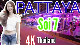 🔴 Pattaya Beach Road  Soi 7 Night 4K Thailand 🇹🇭