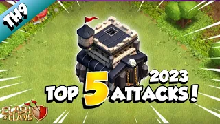 TOP 5 TH9 BEST ATTACK STRATEGIES (2023) | Best Th9 TOP 5 Attack Strategy (2023) - Clash of Clans