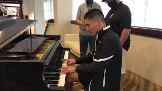 Vergil Ortiz seconds after making weight on the  piano EsNews Boxing