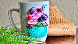 Polymer Clay Mug Decoration | Clay Mug | Cupcake Decor On Mug