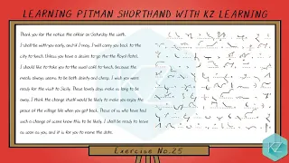 Pitman Shorthand - Exercise No.25 Dictation (120 WPM) - KZ Learning