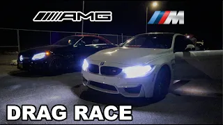 DRAG RACE! BMW M4 VS MERCEDES-AMG C43 RACE FOR PINK SLIPS!!!