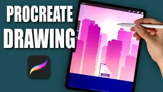 EASY WAY TO DRAW CITYSCAPE IN PROCREATE (#shorts)