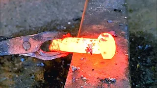 Process of making folding knife from nut bolts ~ blacksmith