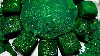 Crunchiest Emerald Green cubes and slab💚| Grainy Squeaky 💚| Asmr | oddlysatisfying #683