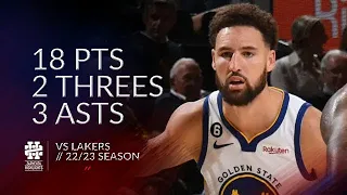 Klay Thompson 18 pts 2 threes 3 asts vs Lakers 22/23 season