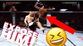 CHEATER WITH 100% STATS GETS EXPOSED!!! (HILARIOUS UFC2 GAMEPLAY)