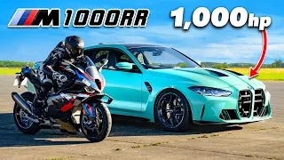 1000hp BMW M4 v M1000RR: DRAG RACE