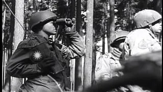 US troops of 345th Regiment, 87th Infantry Division fire at German positions near...HD Stock Footage