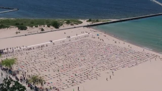 Drone footage shows sand angel Guinness World Record from above