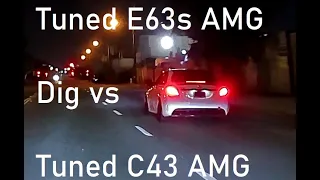 Dig night 2 - C43 AMG w/downpipes + tune vs E63s AMG Stage 1