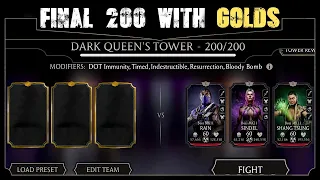 Match 200 Final Dark Queen's Fatal Tower with Gold Characters. MK Mobile.