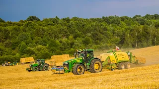 Lisovanie slamy a zber balíkov 2022 - John Deere 8335R | Krone Big Pack | JD 6190R, JD 6534