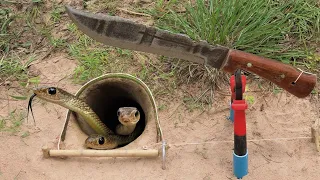 Easy Pytyon Snake Trap   Build Underground Snake Trap Using PVC Pipe And Old Fan Guard Work 100%.