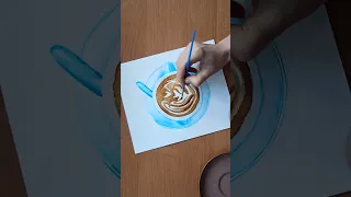 Чашка кави з малюнком листячка, малюємо кавою | Drawing a cup of coffee with a leaves